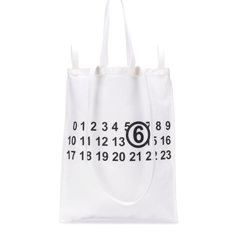 Maison margiela logo tote in white canvas